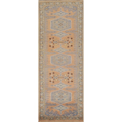 Geometric Viss Oriental Runner Rug Hand-Knotted Wool Carpet - 2'5"x 8'2"