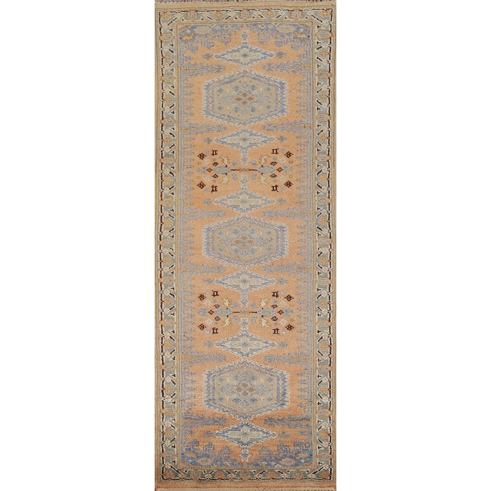 Geometric Viss Oriental Runner Rug Hand-Knotted Wool Carpet - 2'5"x 8'2"