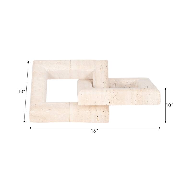 Sagebrook Home Hulsey 16" Square Travertine Beige Links, 10"H - 16" x 10" x 10"