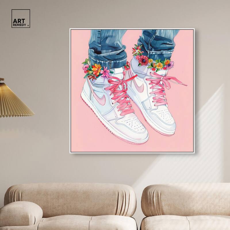 Blush Floral Bloom Sneakers Canvas by Art Remedy