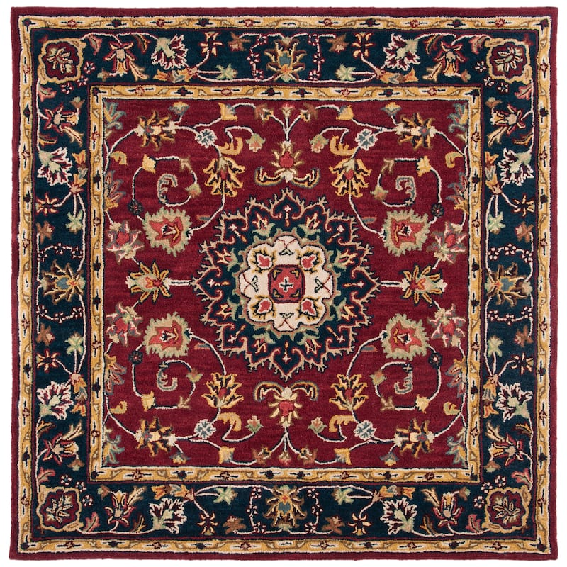SAFAVIEH Handmade Classic Gordana Traditional Oriental Wool Rug - 6' Square - Burgundy/Navy