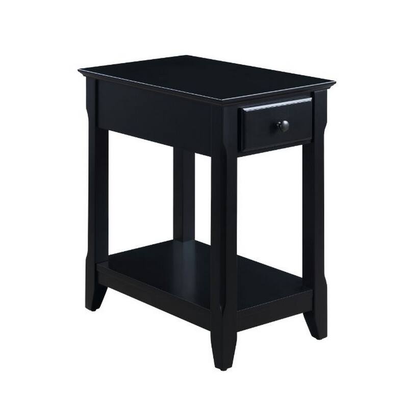 Accent Table with 1 Drawer and Bottom Shelf, Black