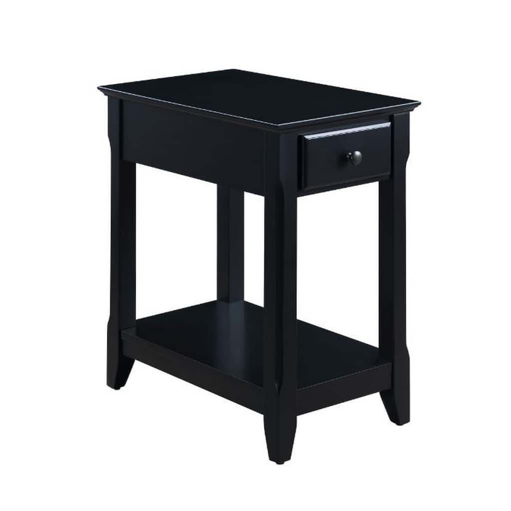 Accent Table with 1 Drawer and Bottom Shelf, Black