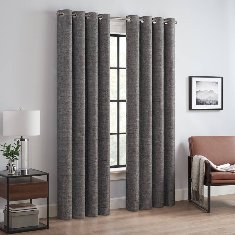 Eclipse Branson Magnitech 100% Blackout Curtain, Grommet Window Curtain Panel, Seamless Magnetic Closure (1 Panel)