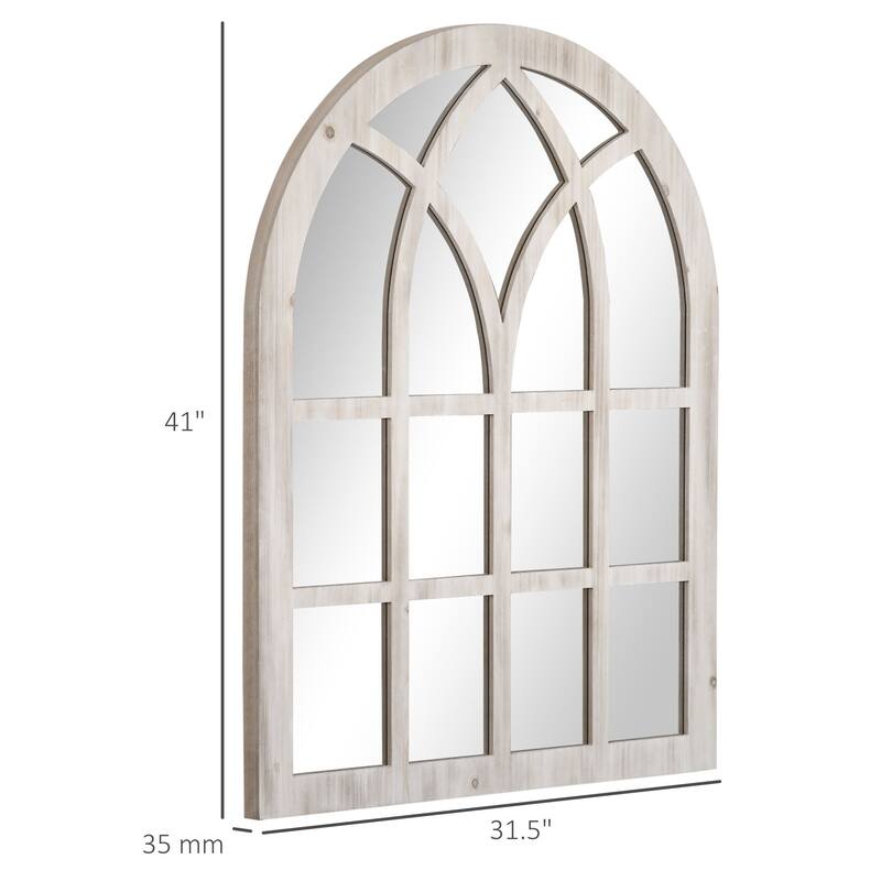HOMCOM 41" x 31.5" Rustic Wall Mirror, Arch Window Mirror for Wall in Living Room, Bedroom - 41" x 31.5" x 1.5"