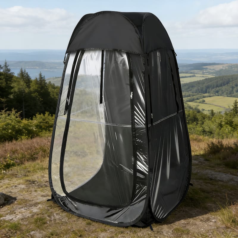 Anmytek Pop Up Clear View Outdoor Shelter Tent with Transparent PVC Walls and Sunshade Top Portable Foldable Camping Fishing