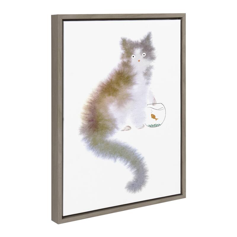 Kate and Laurel Sylvie Dont You Dare Framed Canvas by Faryn Hughes - 18x24 - Grey