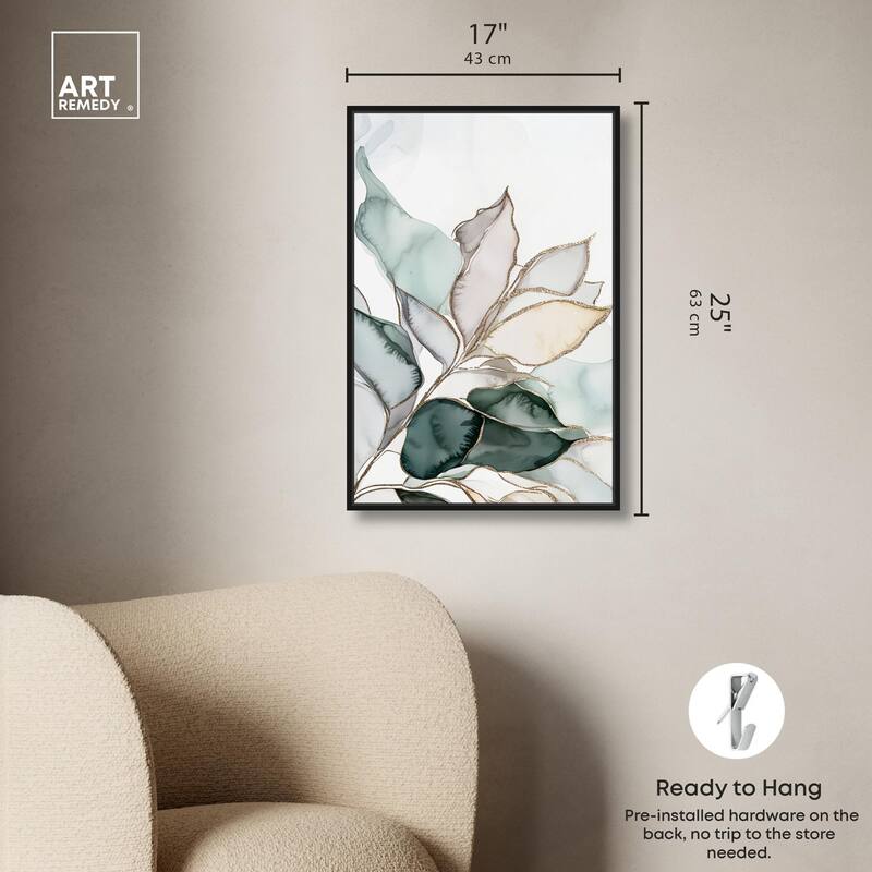 Pastel Leaves with Gold I Canvas by Art Remedy