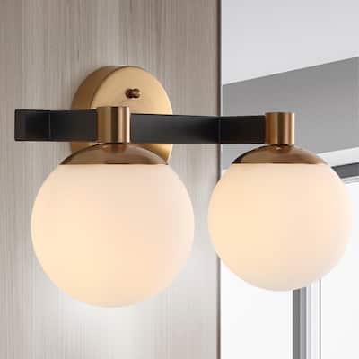 Cecil Globe Metal/Frosted Glass Modern Contemporary LED Vanity, by JONATHAN Y