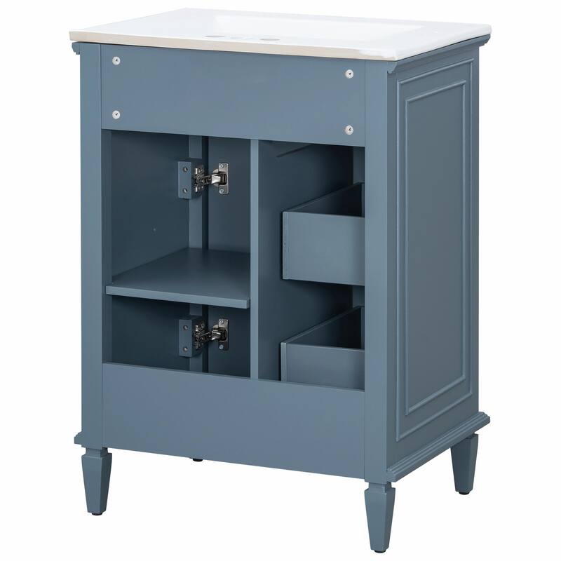 24" Bathroom Vanity with Sink, Bathroom Vanity Cabinet with One Flip Drawer and Two Drawers, Adjustable Shelf