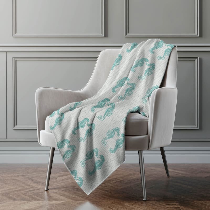 Premium Machine Washable ASB194 Sea Horse Sherpa Throw Blanket