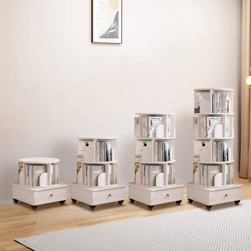 360° Rotating Bookcase - Space-Saving Shelf with Wheels