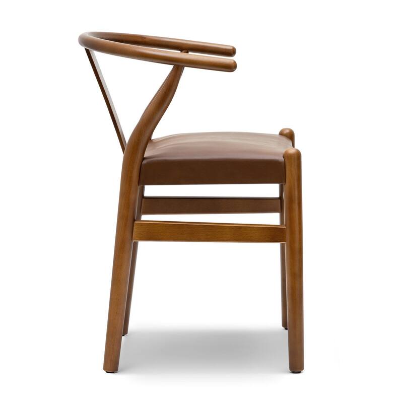 Poly & Bark Lev Vegan Leather Dining Chair with Solid Wood Frame (Set of 2)