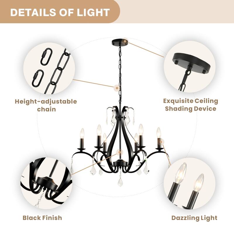 6-Lights Farmhouse French Country Chandelier