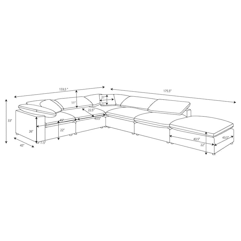 Raleigh 6-Piece Boucle Upholstered Modular Sectional