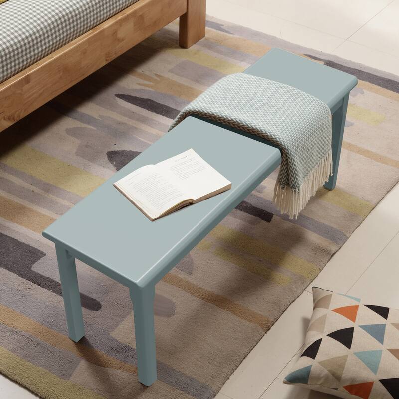 Solid Wood Dining Bench Entryway Bench Farmhouse Kitchen Table Bench - 47.2 in - Blue