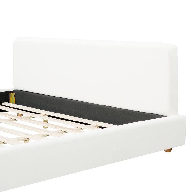 Christopher Knight Home - Jaro Modern Boucle Upholstered Platform Bed Frame with Wooden Slats Support, No Box Spring Needed
