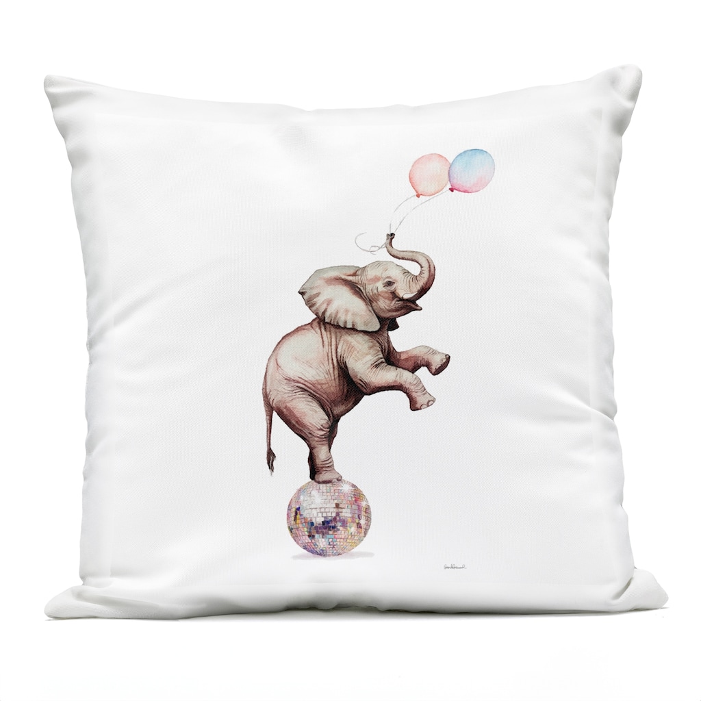 Stupell Elephant & Balloons Disco Printed Outdoor Throw Pillow Design by Amanda Greenwood