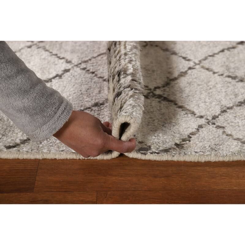 Thick Trellis Moroccan Indian Accent Rug Hand-Knotted Wool Carpet - 2'0"x 3'0"