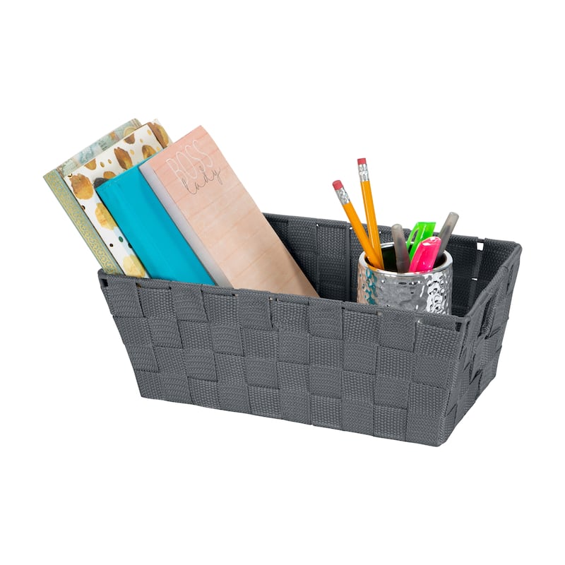 Simplify Small Woven Storage Shelf Bin in Grey - 6.5"x11.4"x4.50"