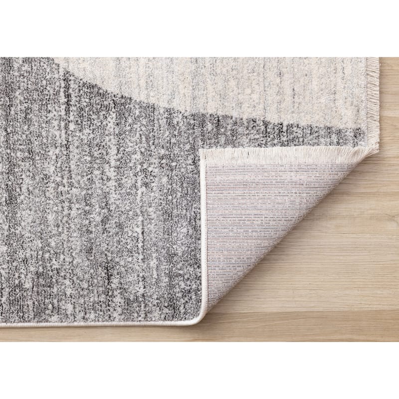 Olivia Grey Black Cream Modern Geometric Area Rug, 5'3" x 7'10"