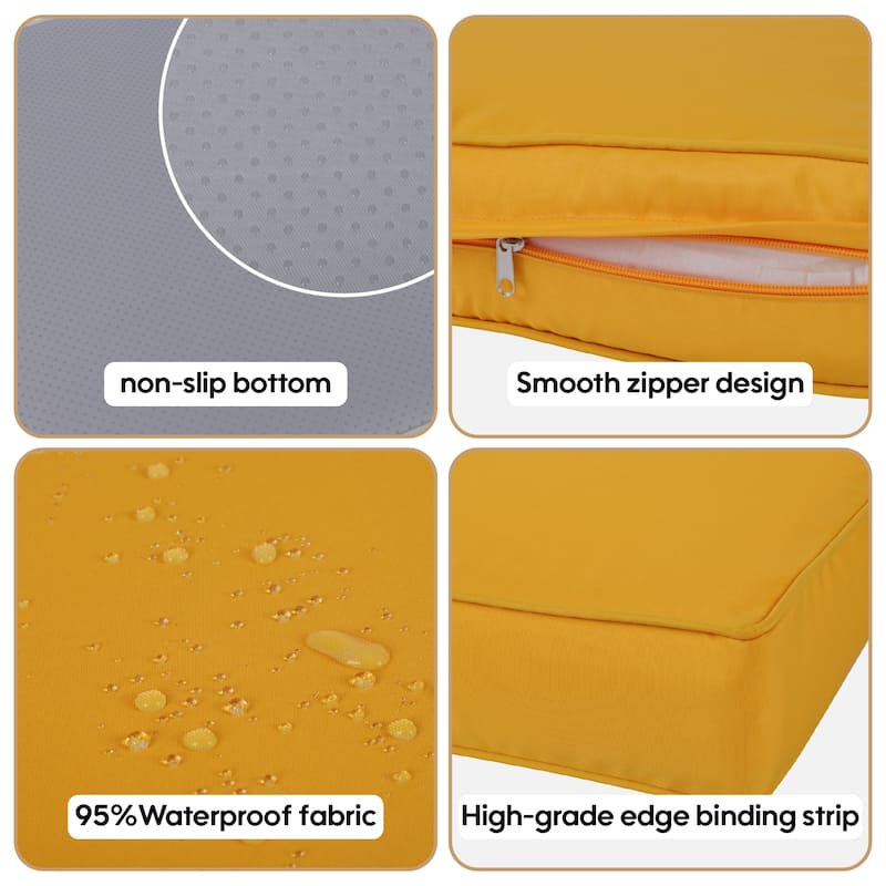 Polyester 14-Piece Outdoor Rattan Cushion Covers Set with Zipper - 25.6L x 25.6W x 3.9H inch