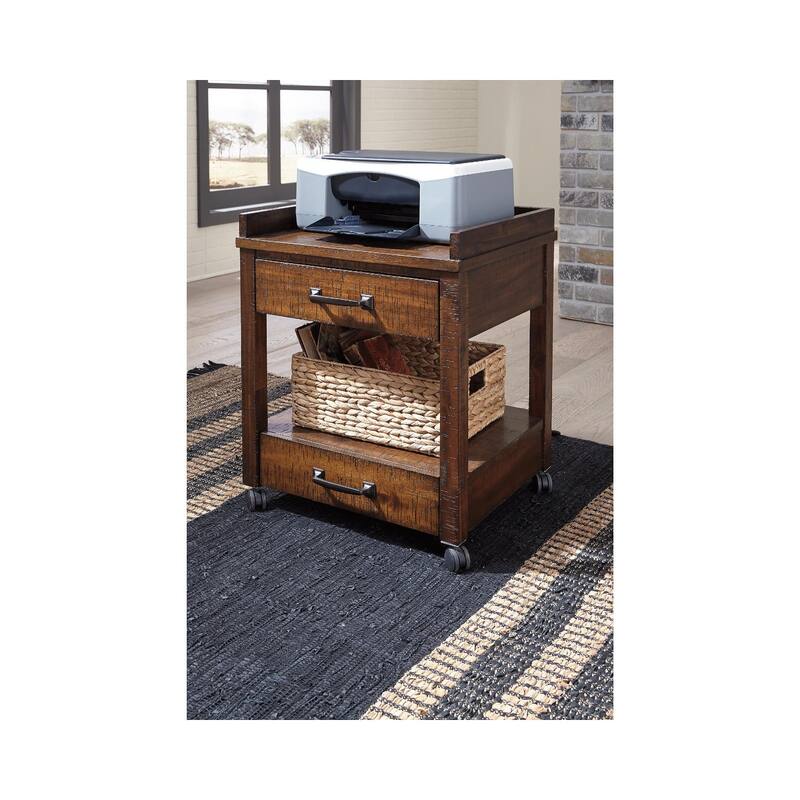 Baldridge Rustic Brown Casual Printer Stand - Wood Finish - Brown