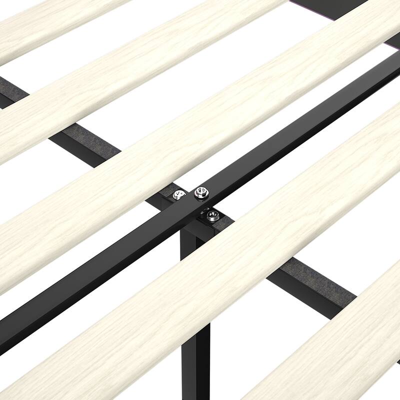 Javlergo 2-Piece Purple Twin Bed Frame for Kids Wavy Headboard with Crown Design Adjustable Height No Box Spring Required