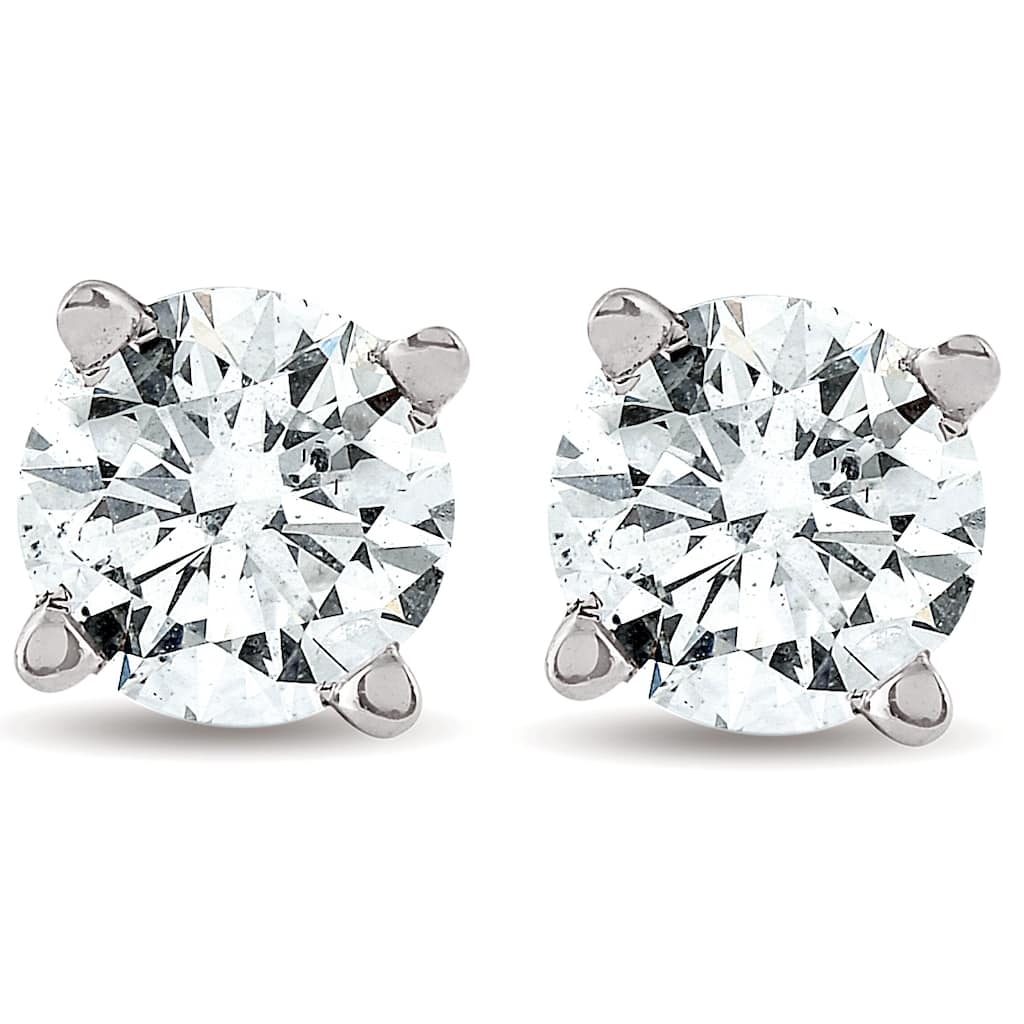 1/2 cttw Round Cut Diamond Studs White Gold Womens Earrings