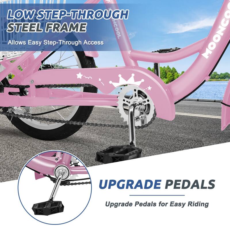 Docred 16" and 24" Tricycle 1-Speed 3 Wheel Trike Bike with Basket