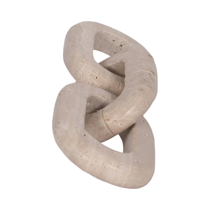 Sagebrook Home's Travertine 14-inch Tan 3-link Chain Decor - Timeless Decorative Object for a Sophisticated Touch