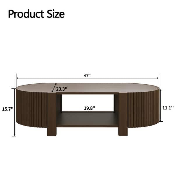 Oval Fluted Coffee Table with Storage - Bed Bath & Beyond - 44103351