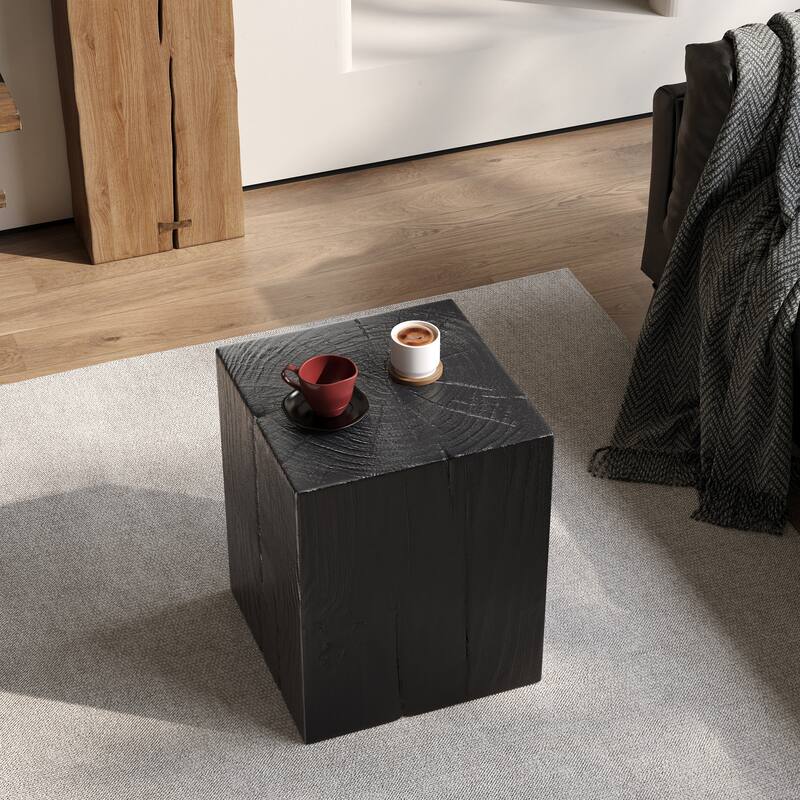 Christopher Knight Home - Peregrine 18"H Outdoor Indoor Wood Look MGO Fiberglass End Table - 1 Piece - Black