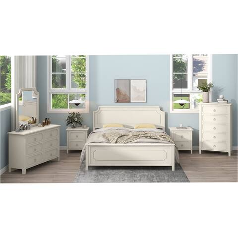 Bedroom Sets with Nightstand and Dresser,Solid Wood Platform Bed