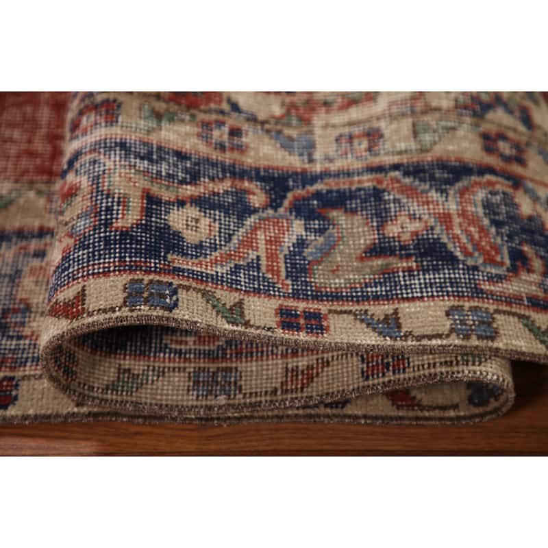 Distressed Oushak Turkish Vintage Area Rug Hand-Knotted Wool Carpet - 4'10" x 8'7"