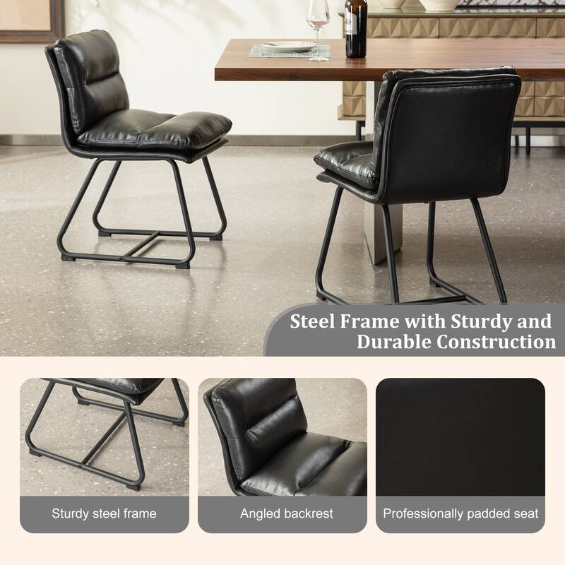 Glitzhome Set of 4 Modern Thick Soft Leatherette Metal Legs Bar Stools