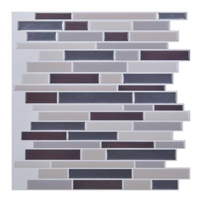 Art3d 12"x12" Vinyl Peel and Stick Backsplash Tile lava and ash