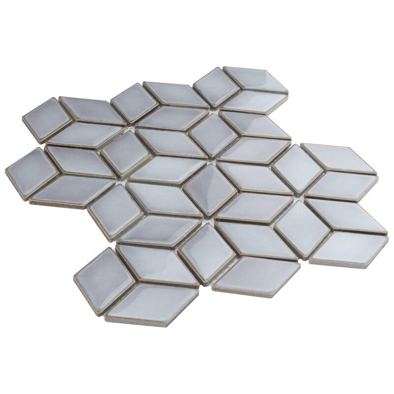 Merola Tile Hudson Rhombus Grey Eye 10-1/4" x 11-3/4" Porcelain Mosaic Floor and Wall Tile