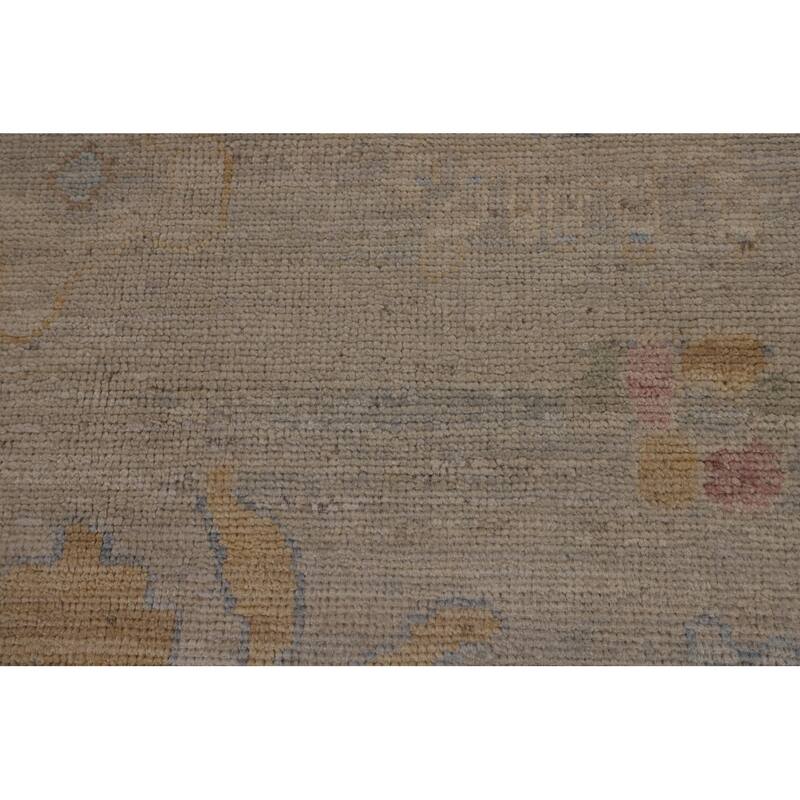 Vegetable Dye Oushak Turkish Rug Hand-Knotted Dining Room Wool Carpet - 9'0"x 12'1"
