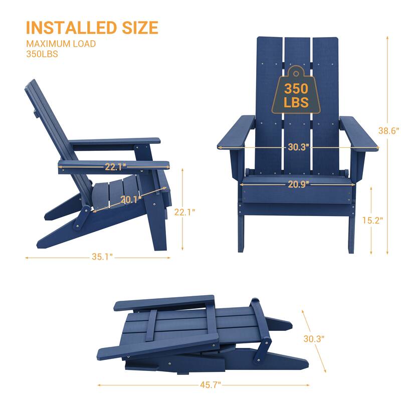 LIVOOSUN Patio Foldable Chair With Armrests,Resin Waterproof-Set of 2