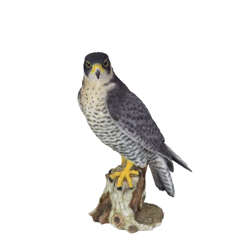 Peregrine Falcon Standing on Branch Outdoor Garden Statue - 13.25"