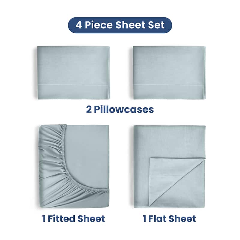 Martex 400 TC 100% Cotton Sateen, Deep Pocket, Silky Soft Sheet Set