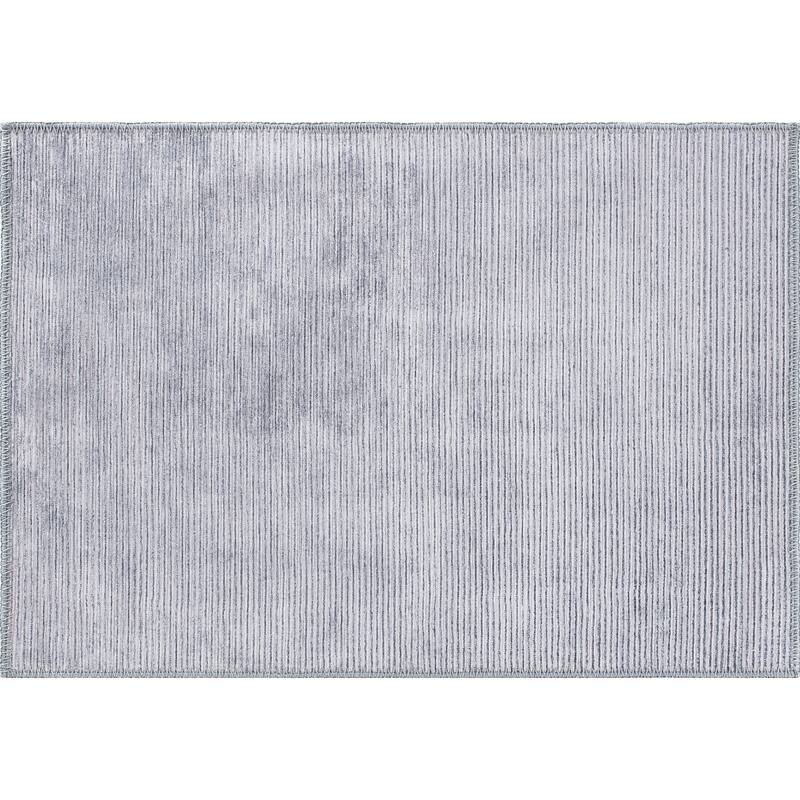 Contemporary Distressed Stripe Machine Washable Area Rug