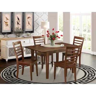HomeStock 5-Pc Mahogany Finish Solid Wood Top - Dining Room Set - Seats 4