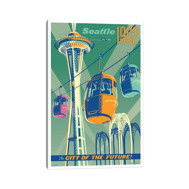 iCanvas "Seattle 1962 Travel Poster" by Jim Zahniser Canvas Print