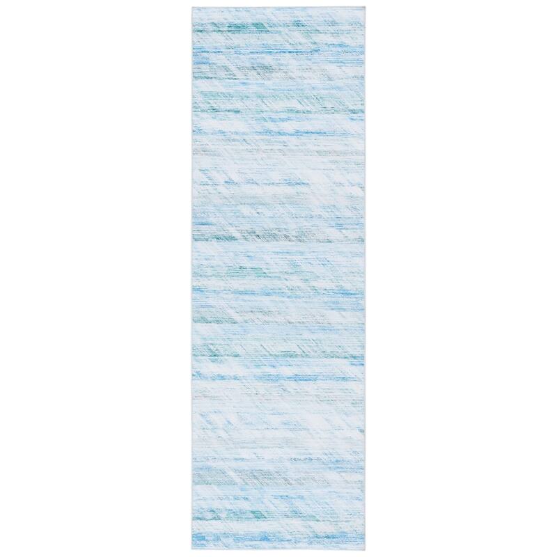 SAFAVIEH Tacoma Hermeline Machine Washable Slip Resistant Modern Rug - 2'6" x 8' Runner - Grey/Aqua