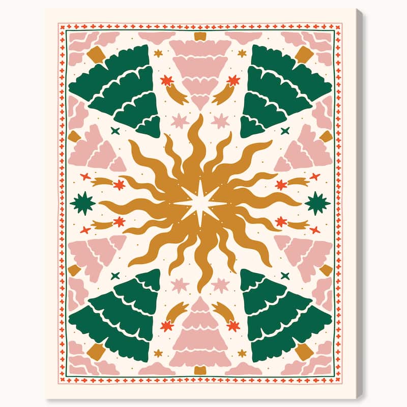 Wynwood Studio Canvas Holiday and Seasonal Christmas Trees Floor Map Green Modern & Contemporary Wall Art Canvas Print