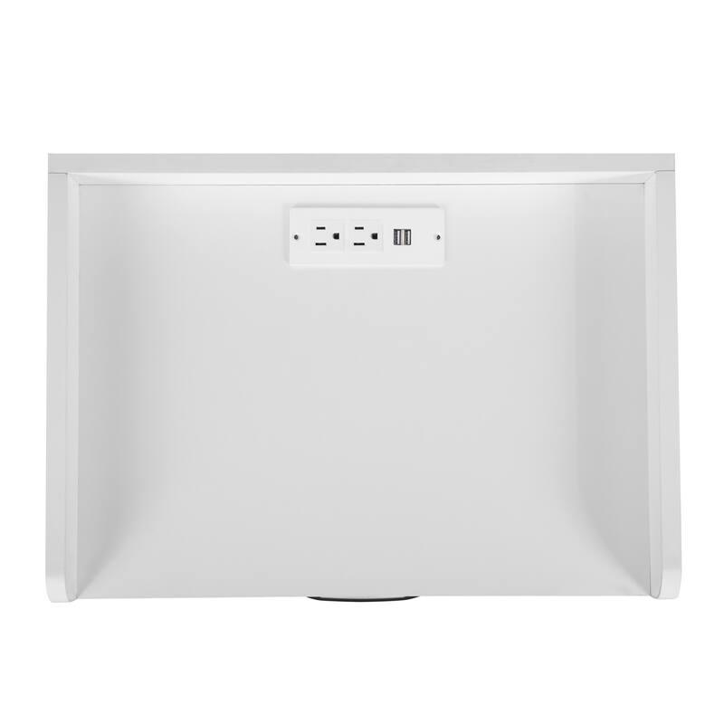 Modern Nightstand with 2 Drawers,USB Charging Ports and Remote Control LED Light