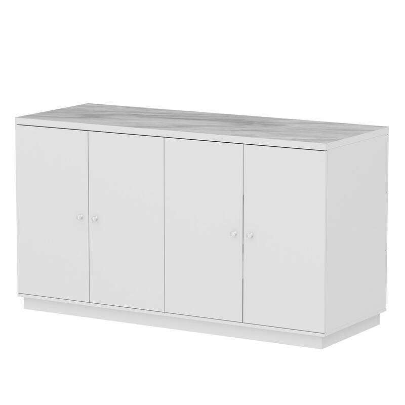 White Sideboard with Ample Organizing Compartments for the Modern Home - 63"