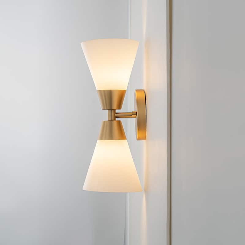 2-Light Hourglass Shaped Glass Wall Sconce